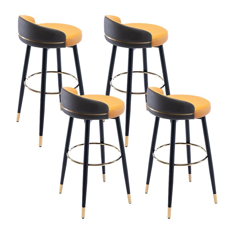 Modern Low Back Counter Stool Faux Leather Armless Bar Chair