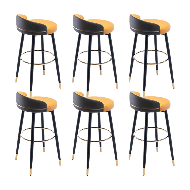 Modern Low Back Counter Stool Faux Leather Armless Bar Chair