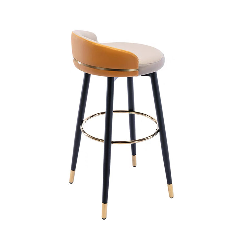 Modern Low Back Counter Stool Faux Leather Armless Bar Chair