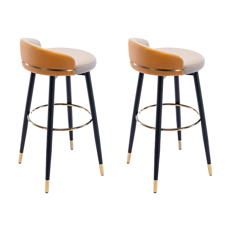 Modern Low Back Counter Stool Faux Leather Armless Bar Chair