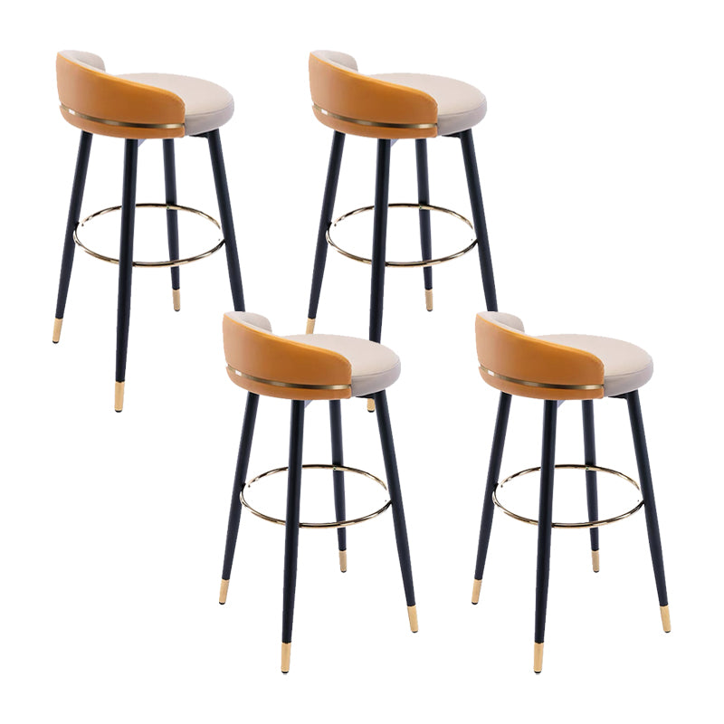 Modern Low Back Counter Stool Faux Leather Armless Bar Chair