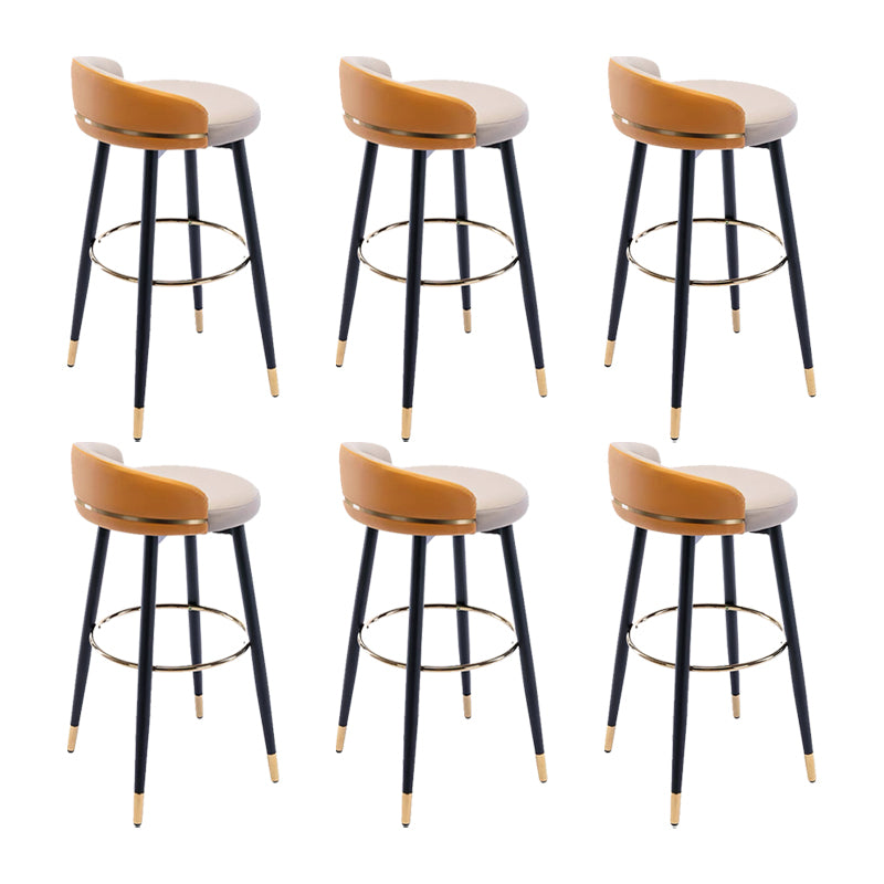 Modern Low Back Counter Stool Faux Leather Armless Bar Chair