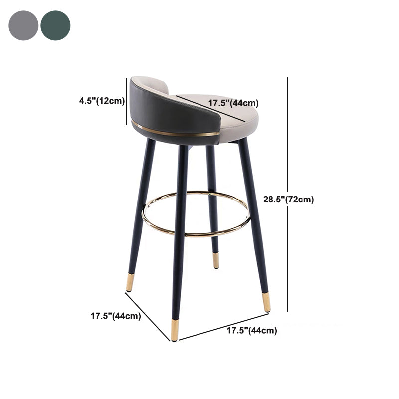 Modern Low Back Counter Stool Faux Leather Armless Bar Chair