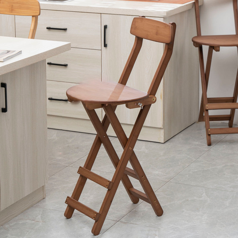 Contemporary Home Folding Stool Matte Finish Bamboo Barstool