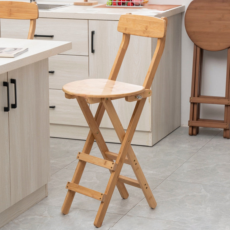 Contemporary Home Folding Stool Matte Finish Bamboo Barstool