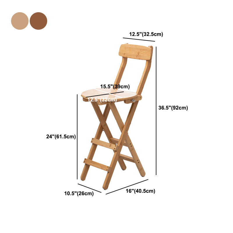 Contemporary Home Folding Stool Matte Finish Bamboo Barstool