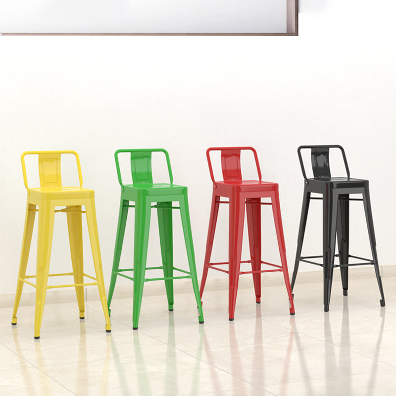 Modern Armless Square Bar Chair Low Back Bar Stool with Metal Legs