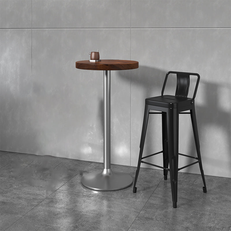 Modern Armless Square Bar Chair Low Back Bar Stool with Metal Legs