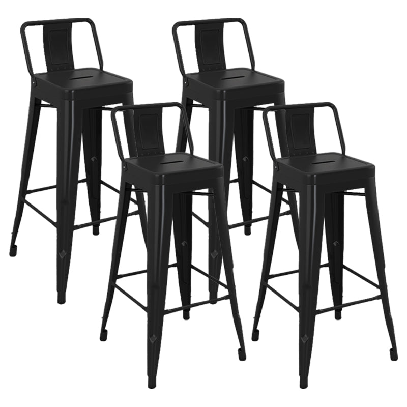 Modern Armless Square Bar Chair Low Back Bar Stool with Metal Legs