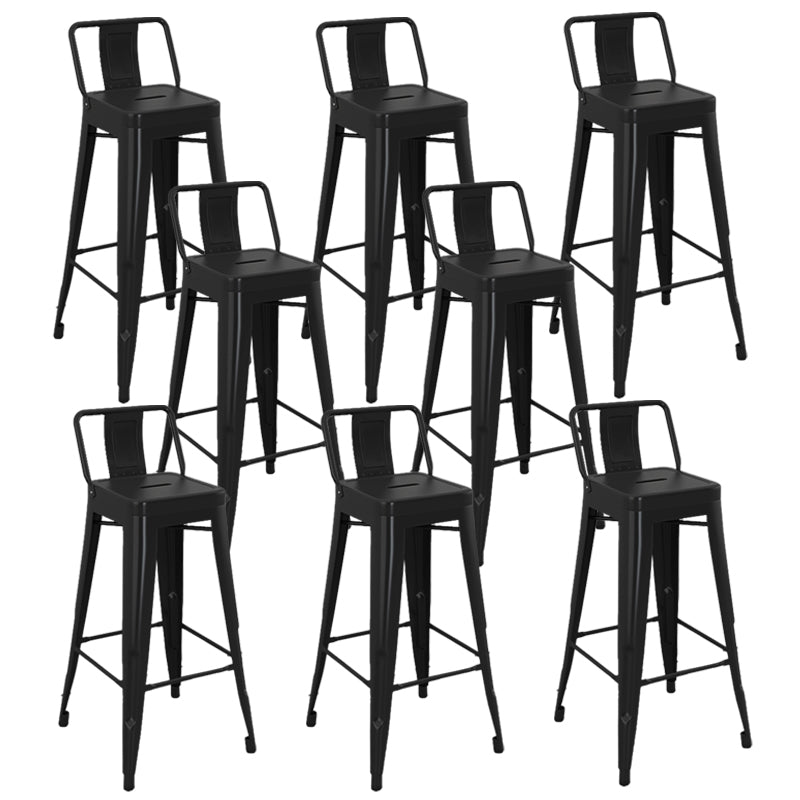 Modern Armless Square Bar Chair Low Back Bar Stool with Metal Legs