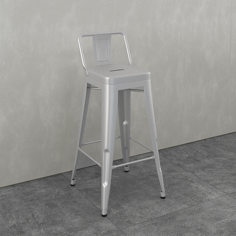 Modern Armless Square Bar Chair Low Back Bar Stool with Metal Legs