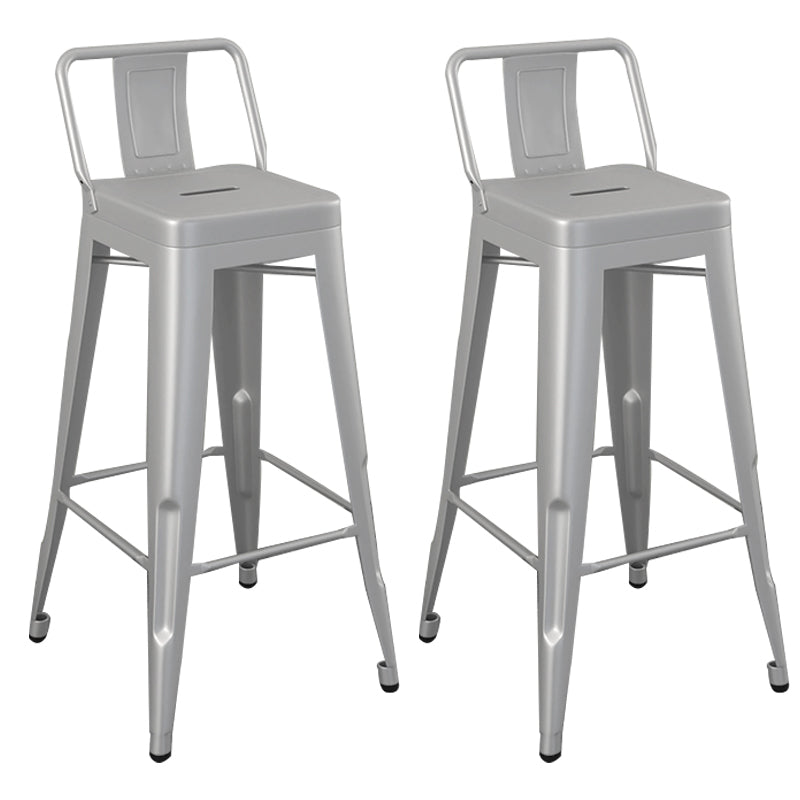 Modern Armless Square Bar Chair Low Back Bar Stool with Metal Legs
