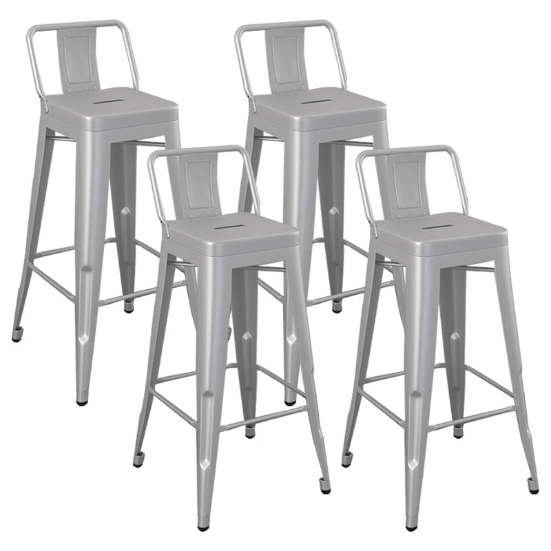 Modern Armless Square Bar Chair Low Back Bar Stool with Metal Legs