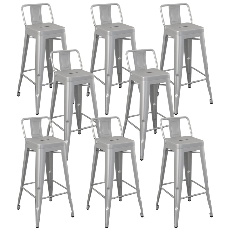 Modern Armless Square Bar Chair Low Back Bar Stool with Metal Legs