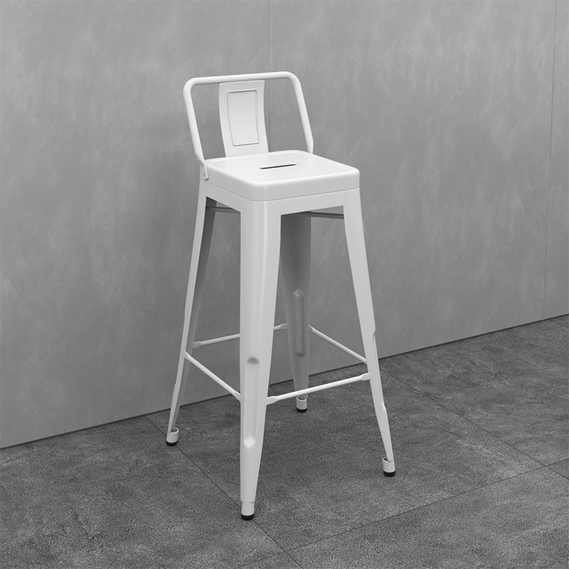 Modern Armless Square Bar Chair Low Back Bar Stool with Metal Legs