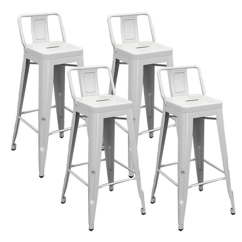 Modern Armless Square Bar Chair Low Back Bar Stool with Metal Legs