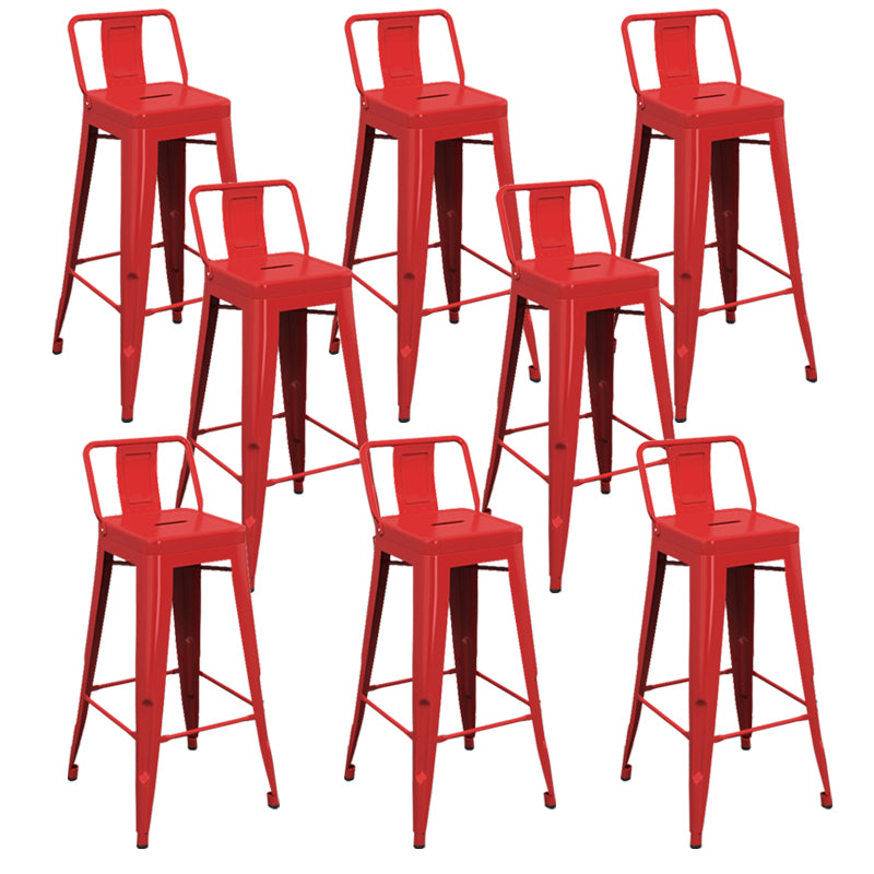 Modern Armless Square Bar Chair Low Back Bar Stool with Metal Legs