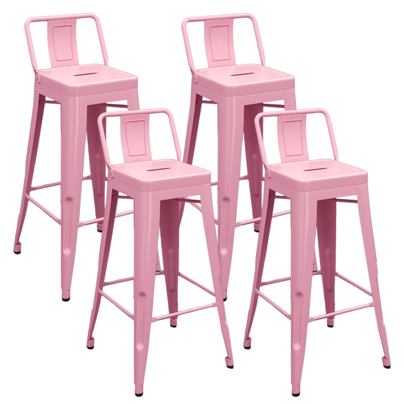 Modern Armless Square Bar Chair Low Back Bar Stool with Metal Legs