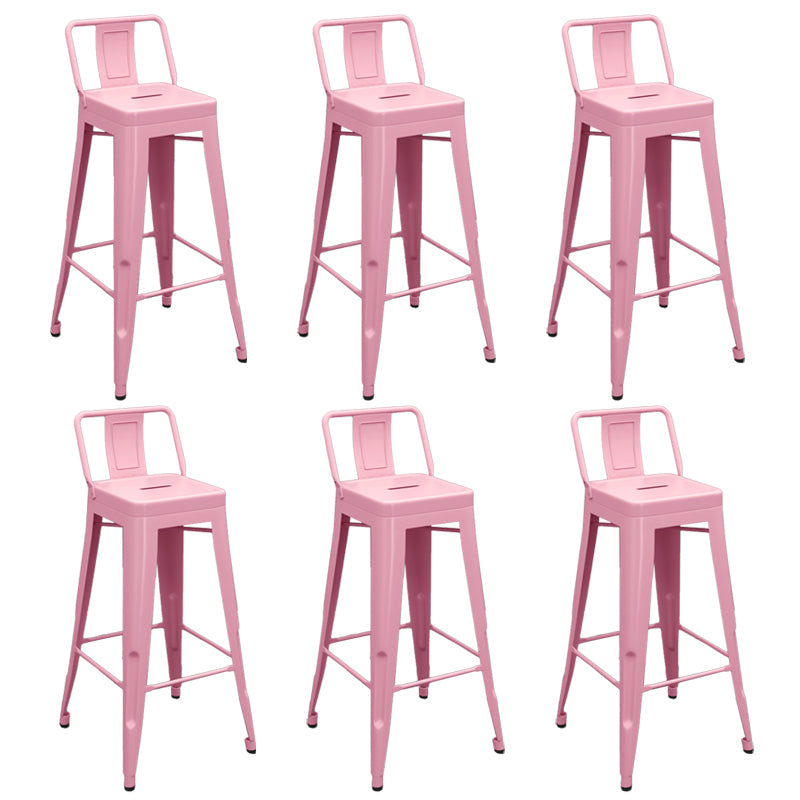 Modern Armless Square Bar Chair Low Back Bar Stool with Metal Legs