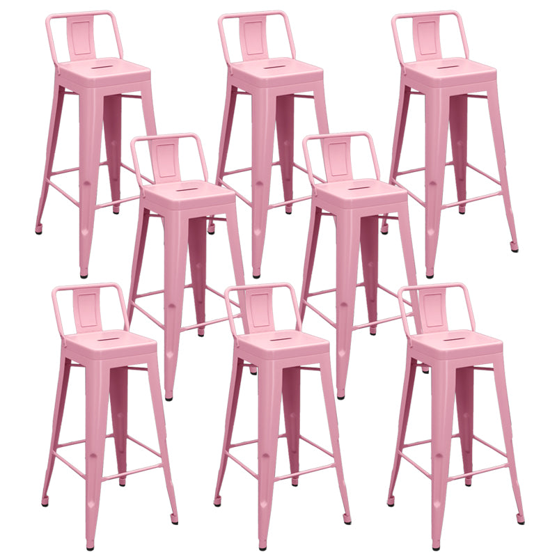 Modern Armless Square Bar Chair Low Back Bar Stool with Metal Legs