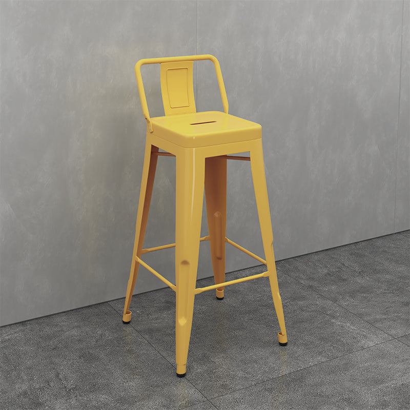 Modern Armless Square Bar Chair Low Back Bar Stool with Metal Legs