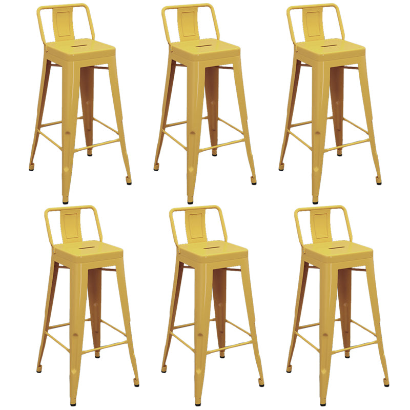 Modern Armless Square Bar Chair Low Back Bar Stool with Metal Legs