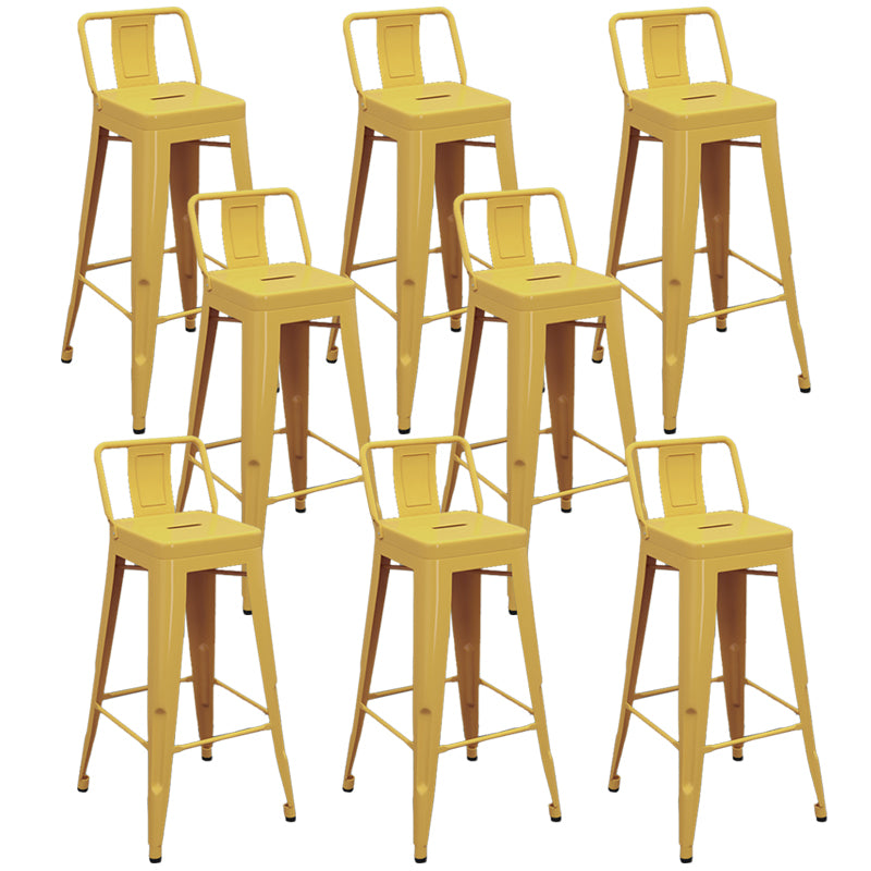 Modern Armless Square Bar Chair Low Back Bar Stool with Metal Legs