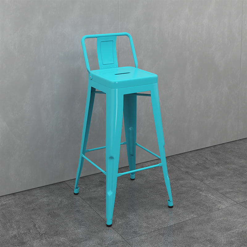 Modern Armless Square Bar Chair Low Back Bar Stool with Metal Legs