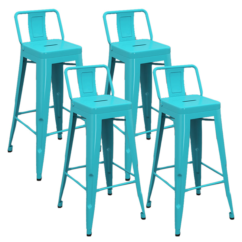 Modern Armless Square Bar Chair Low Back Bar Stool with Metal Legs