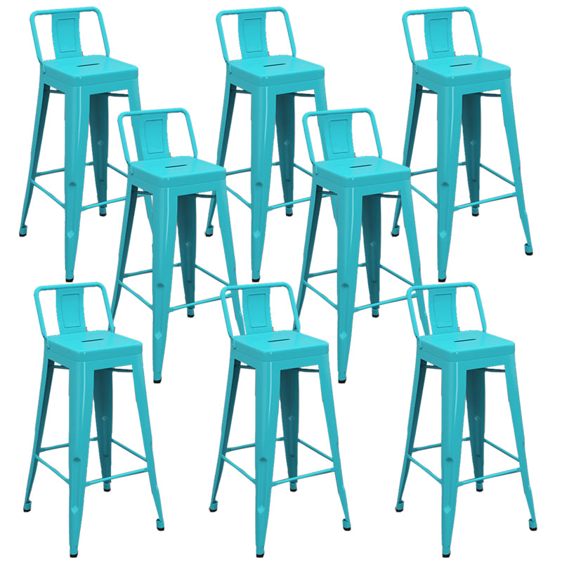 Modern Armless Square Bar Chair Low Back Bar Stool with Metal Legs