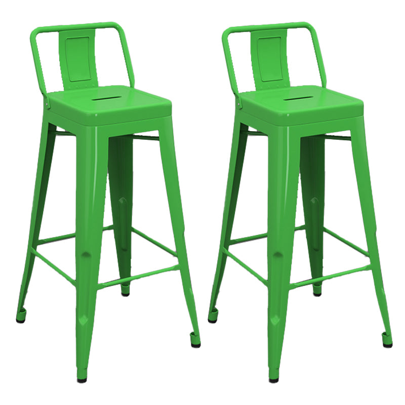 Modern Armless Square Bar Chair Low Back Bar Stool with Metal Legs