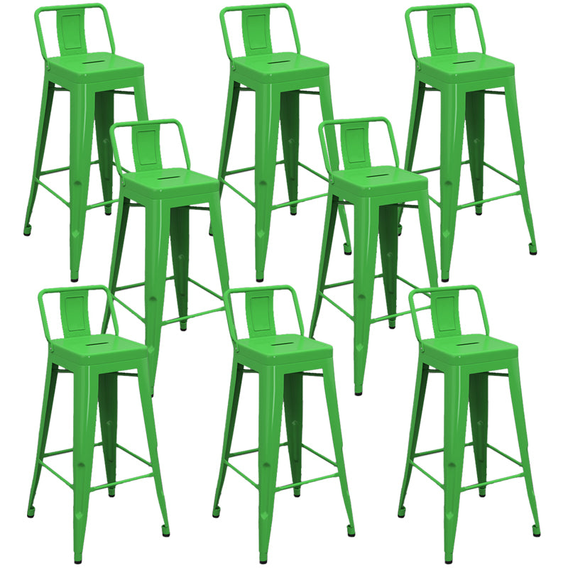 Modern Armless Square Bar Chair Low Back Bar Stool with Metal Legs