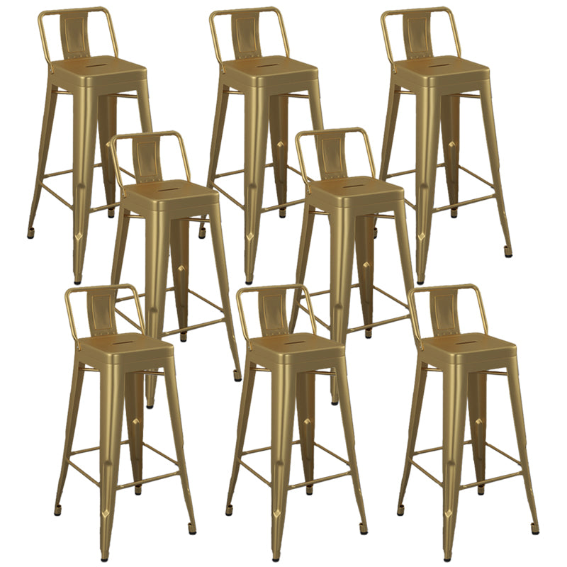 Modern Armless Square Bar Chair Low Back Bar Stool with Metal Legs