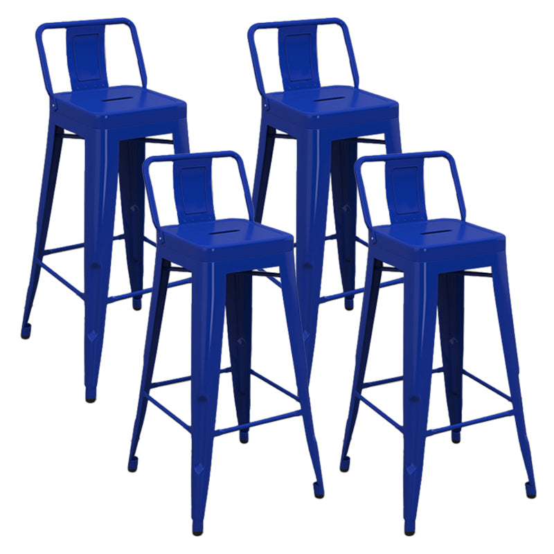 Modern Armless Square Bar Chair Low Back Bar Stool with Metal Legs
