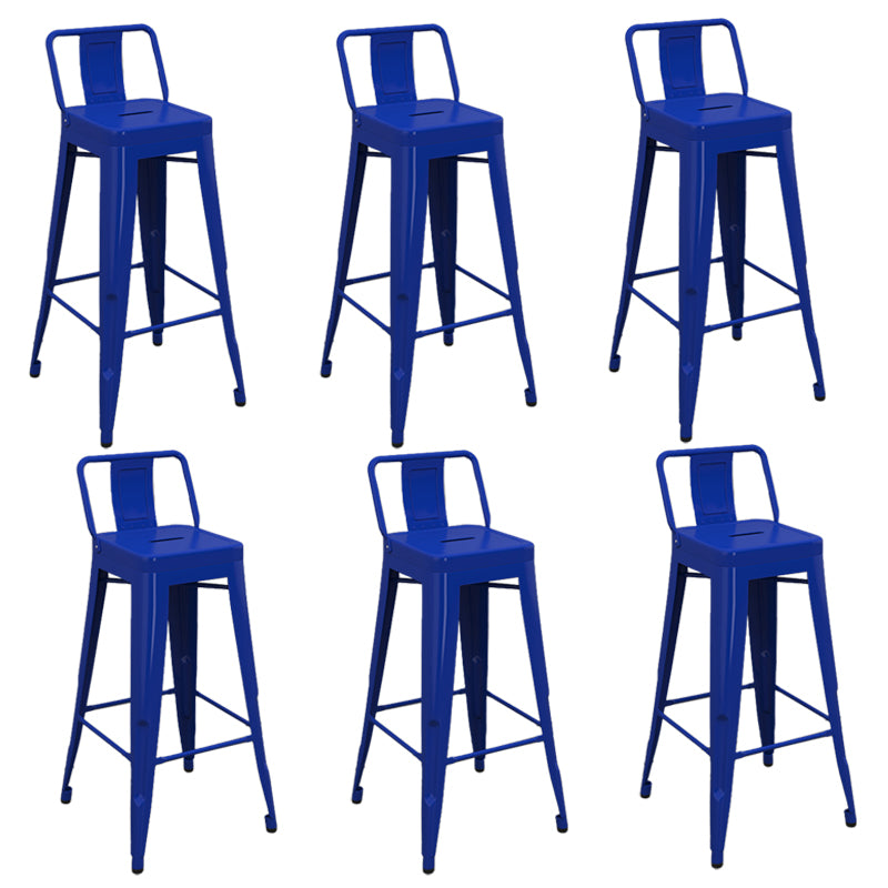 Modern Armless Square Bar Chair Low Back Bar Stool with Metal Legs