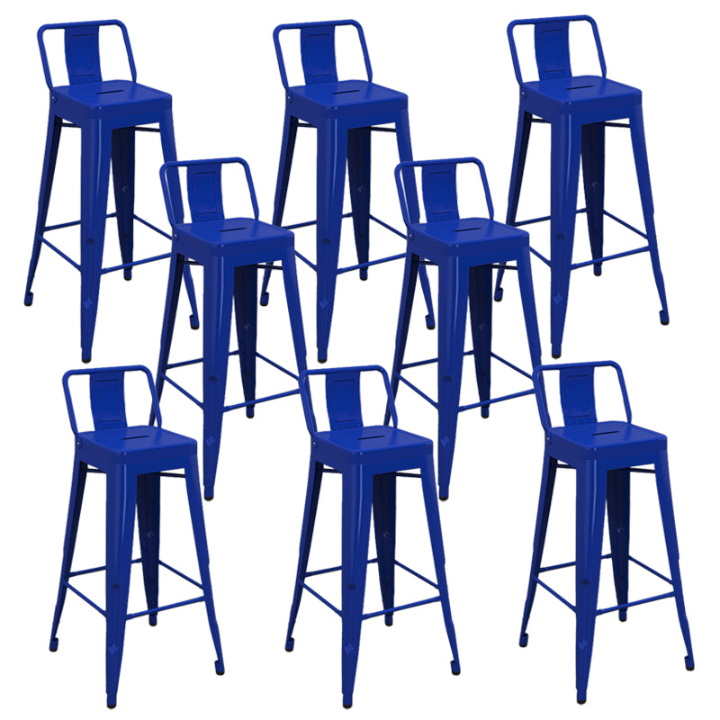 Modern Armless Square Bar Chair Low Back Bar Stool with Metal Legs