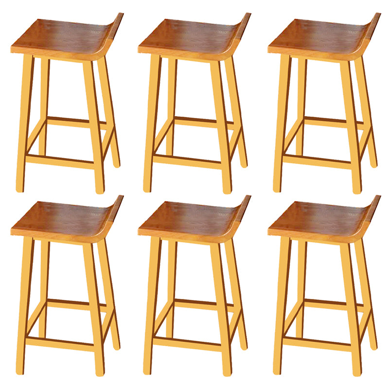 Modern Solid Wood Bar Chair Armless Bar Stool with Wooden Footrest