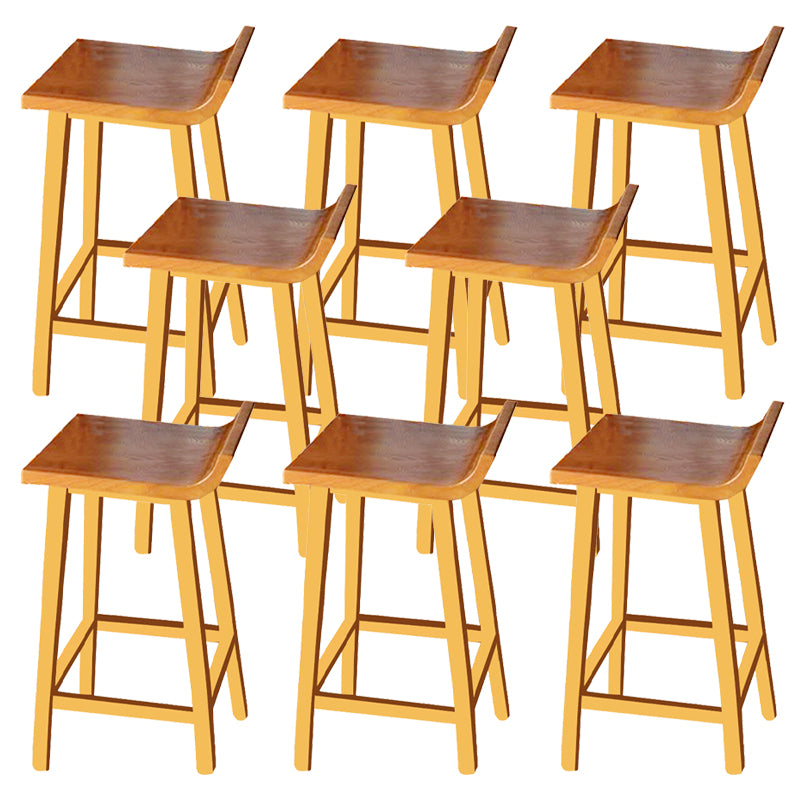 Modern Solid Wood Bar Chair Armless Bar Stool with Wooden Footrest