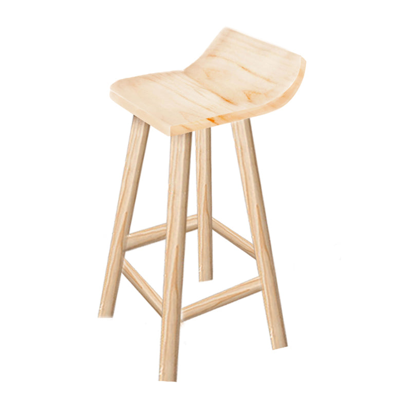 Modern Solid Wood Bar Chair Armless Bar Stool with Wooden Footrest