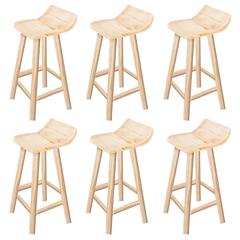 Modern Solid Wood Bar Chair Armless Bar Stool with Wooden Footrest