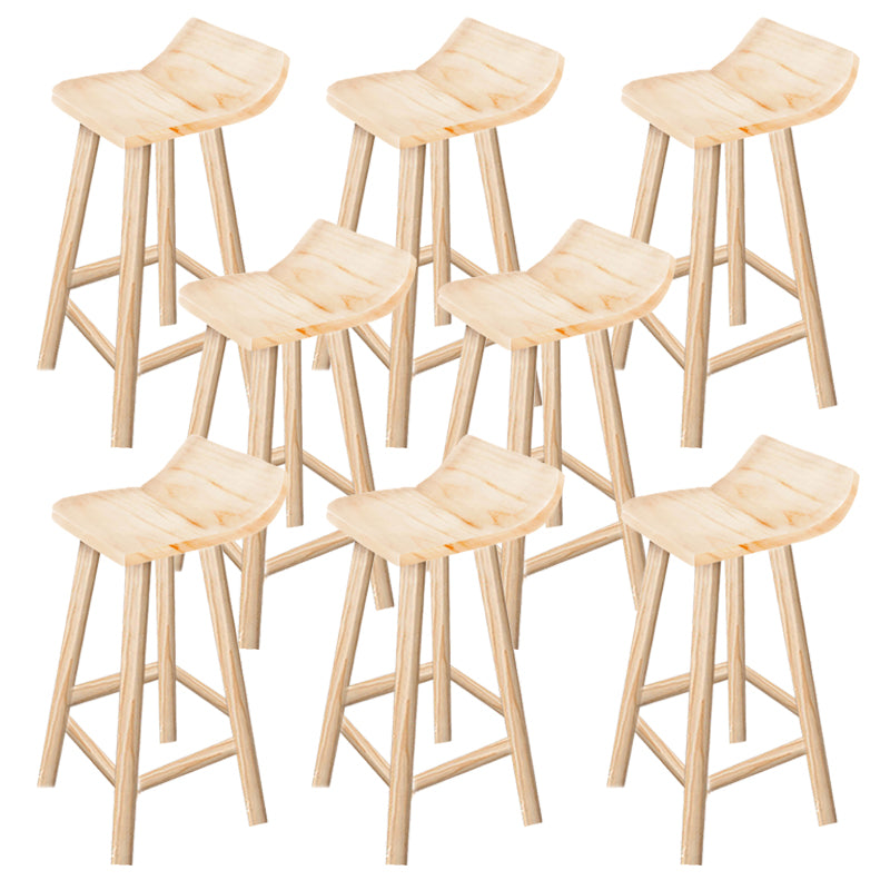 Modern Solid Wood Bar Chair Armless Bar Stool with Wooden Footrest