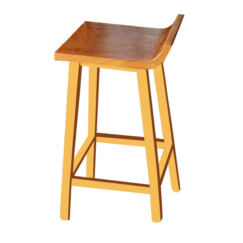 Modern Solid Wood Bar Chair Armless Bar Stool with Wooden Footrest