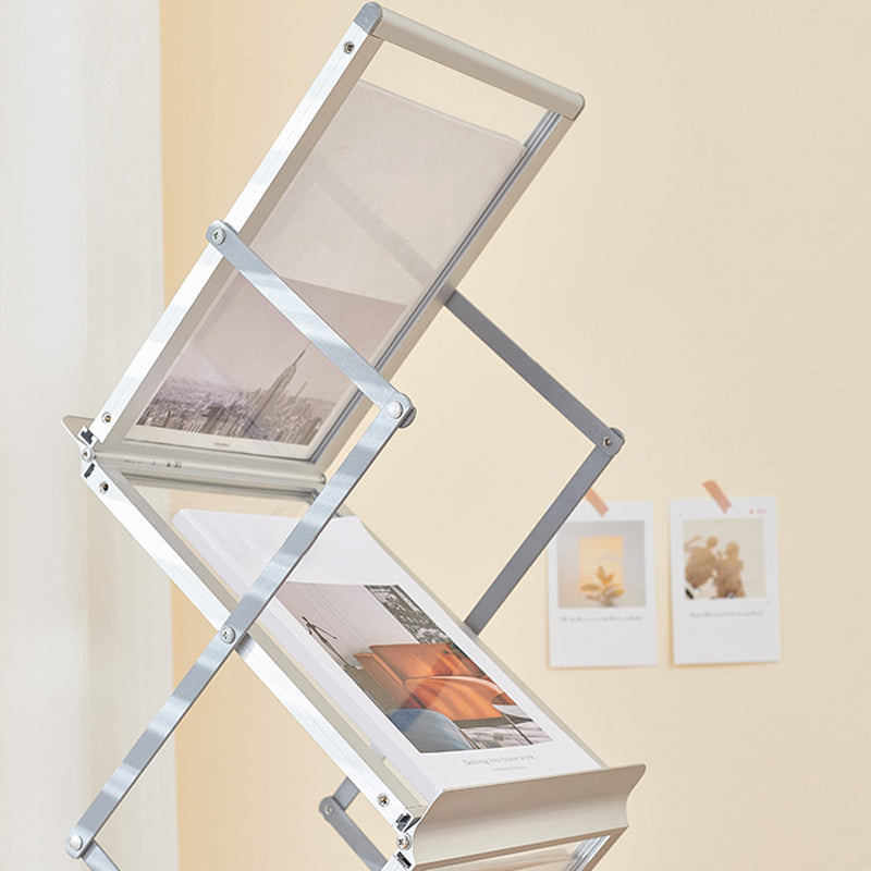 Metal Closed Back Shelf Bookcase Contemporary Folding Book Shelf