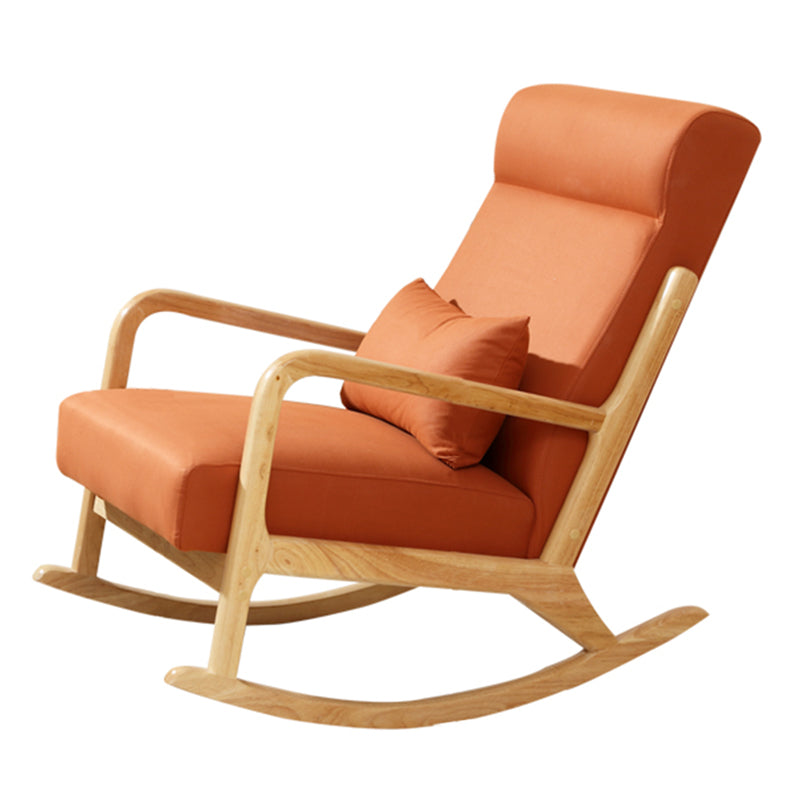 Modern Rocking Accent Chair Solid Fabric Upholstered Wood Frame Rocking Chair with Ottoman
