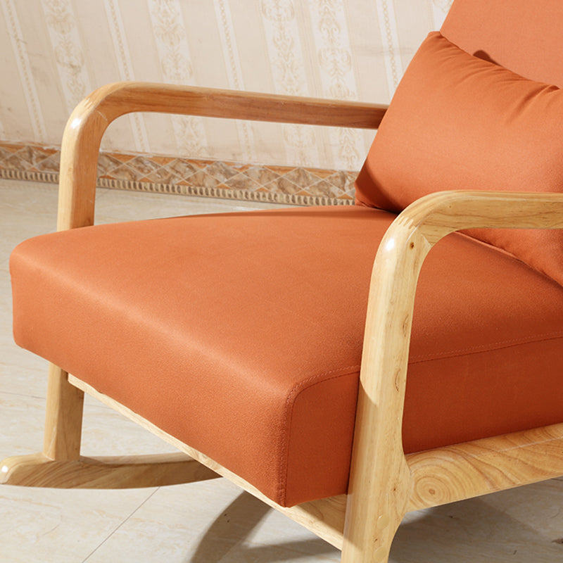Modern Rocking Accent Chair Solid Fabric Upholstered Wood Frame Rocking Chair with Ottoman