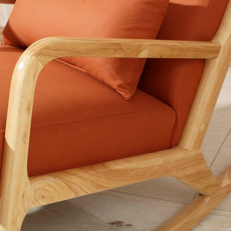 Modern Rocking Accent Chair Solid Fabric Upholstered Wood Frame Rocking Chair with Ottoman