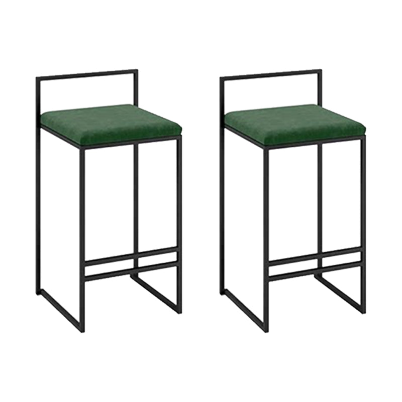 Industrial Square Upholstered Counter Stool Armless Bar Chair with Metal Footrest