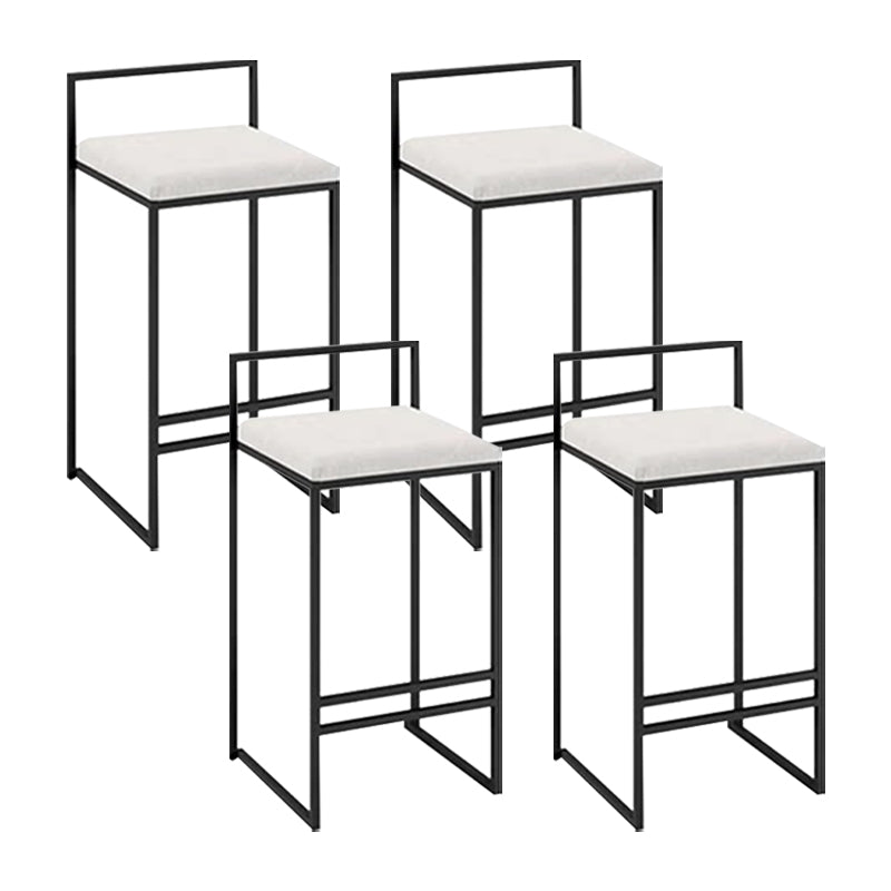 Industrial Square Upholstered Counter Stool Armless Bar Chair with Metal Footrest
