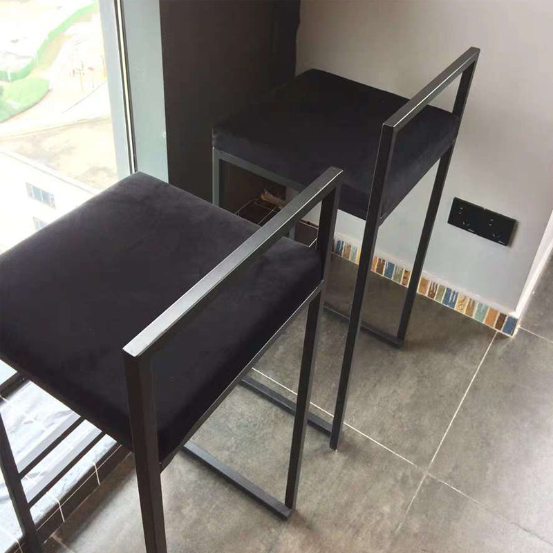 Industrial Square Upholstered Counter Stool Armless Bar Chair with Metal Footrest