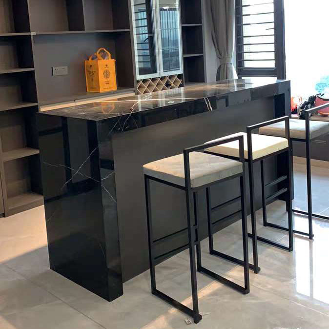 Industrial Square Upholstered Counter Stool Armless Bar Chair with Metal Footrest